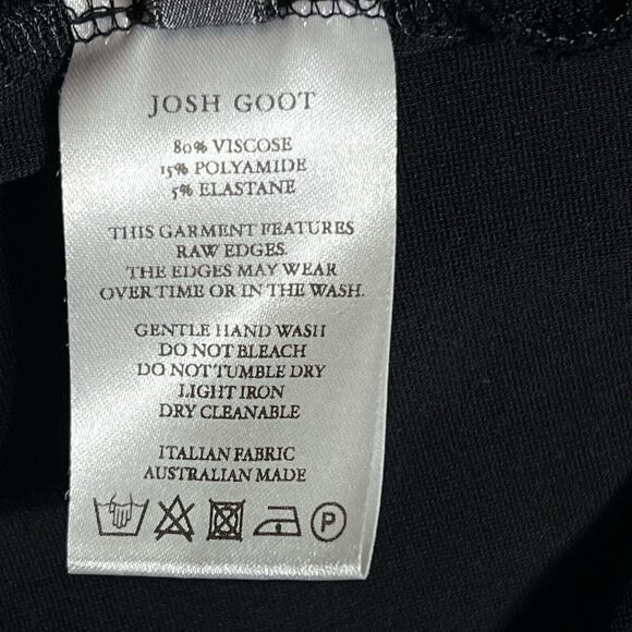 Josh Goot Little Black Dress Women's L Sheath Italian Fabric Stretchy Raw Hem - Picture 12 of 14